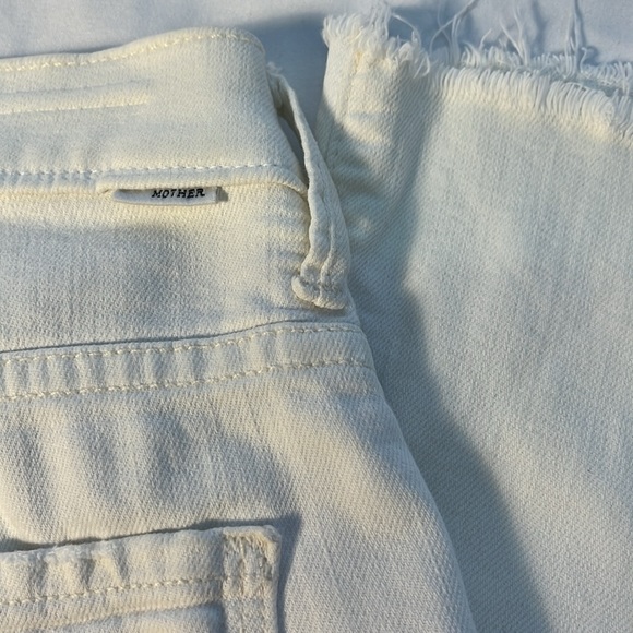 MOTHER Insider Crop Step Fray Jeans Size 24 White with Black Stripes - Picture 7 of 11